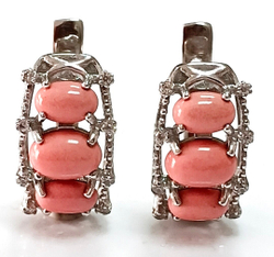 Серьги ювелирные, серебро, кораллы