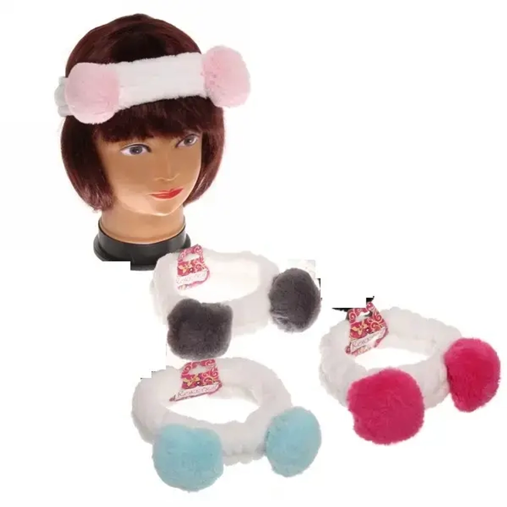 Повязка на голову «Кокетка - Шарики», цвет розовый, голубой, серый и пудровый, 20*6см (упаковка белый ZIP пакет)