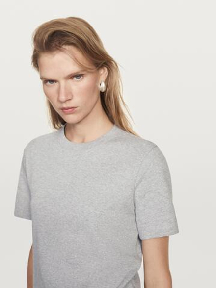 Massimo Dutti Футболка с коротким рукавом из 100% хлопка, серый