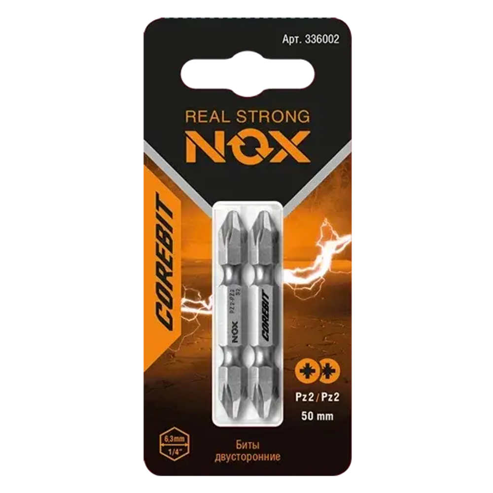 Набор бит двухсторон. PZ 2х50мм, 2шт карта NOX COREBIT SET2 336002