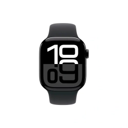 Apple Watch Series 10, 42 мм, алюминий цвета «черный глянец», спортивный ремешок цвета "Black", S/M (MWWE3)