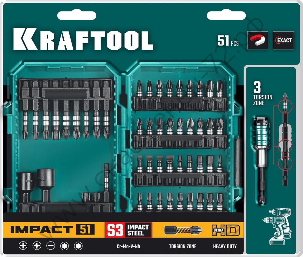KRAFTOOL IMPACT-51 51 шт, Набор ударных бит (26066-H51)
