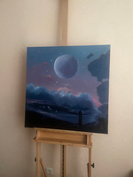 Картина маслом на холсте "Искатель" 75х75 см. Деревянный подрамник. Художник Наталия Осадчук