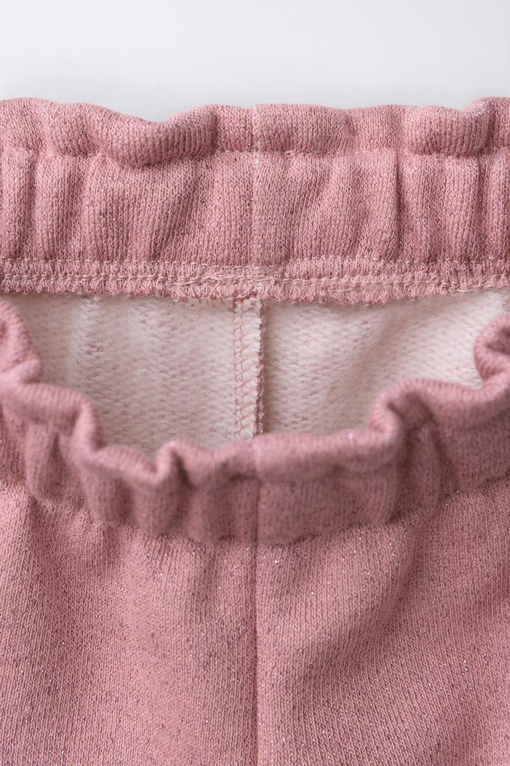 ZARA БРЮКИ ФЛИСОВЫЕ С БЛЕСТЯЩИМИ БАНТАМИ, МЯГКИЙ РОЗОВЫЙ