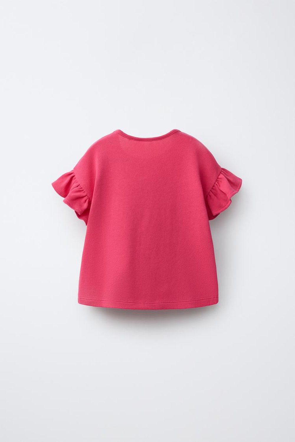 ZARA ФУТБОЛКА С БАНТАМИ И ВОЛАНАМИ, МАЛИНОВЫЙ