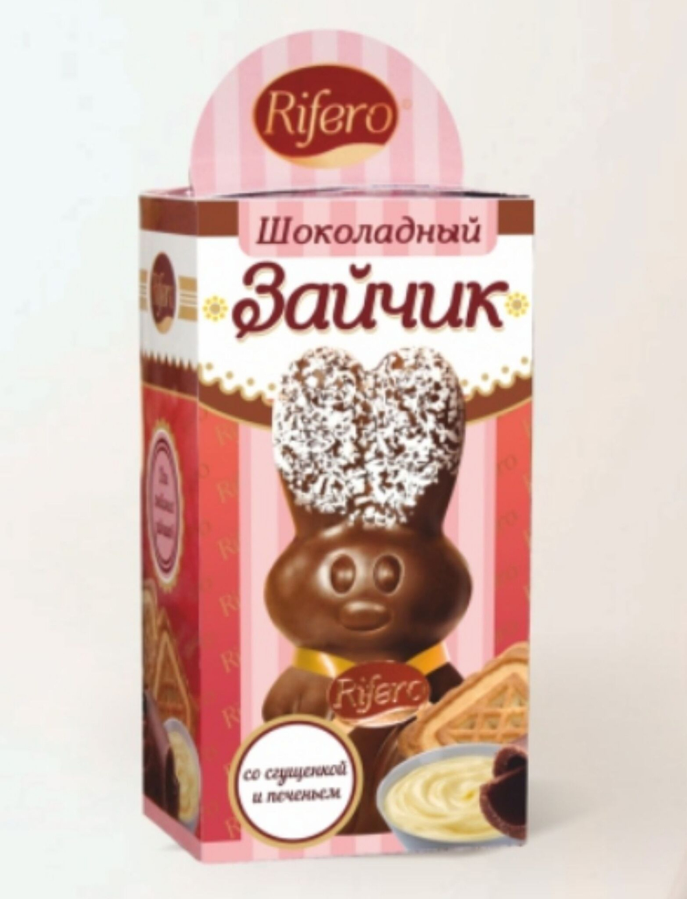 Фигурный шоколад "Заяц" с начинкой из печенья и вареной сгущенки