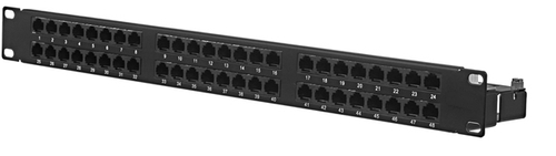 Патч-панель PP-1U-48-C5E-CM кат. 5е, 48 портов, неэкранированная, 1U, с задним кабельным организатор