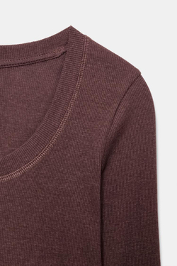 ZARA ФУТБОЛКА В РУБЧИК С ДЛИННЫМИ РУКАВАМИ, ЦВЕТ РОЗОВОГО МЕЛА