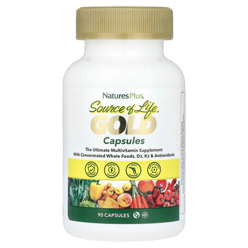 NaturesPlus, Source of Life®, Gold, лучшая мультивитаминная добавка, 90 капсул