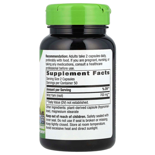 Nature's Way, корень дикого ямса, 100 веганских капсул (350 мг в 1 капсуле)