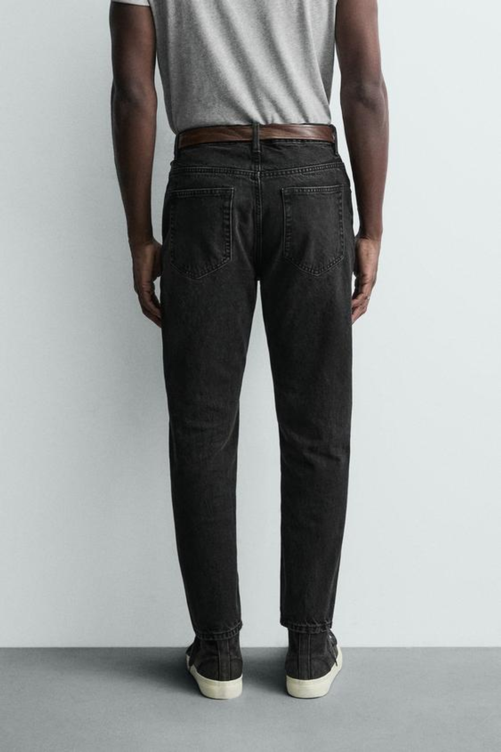 ZARA УКОРОЧЕННЫЕ ДЖИНСЫ SLIM FIT, УГОЛЬНЫЙ