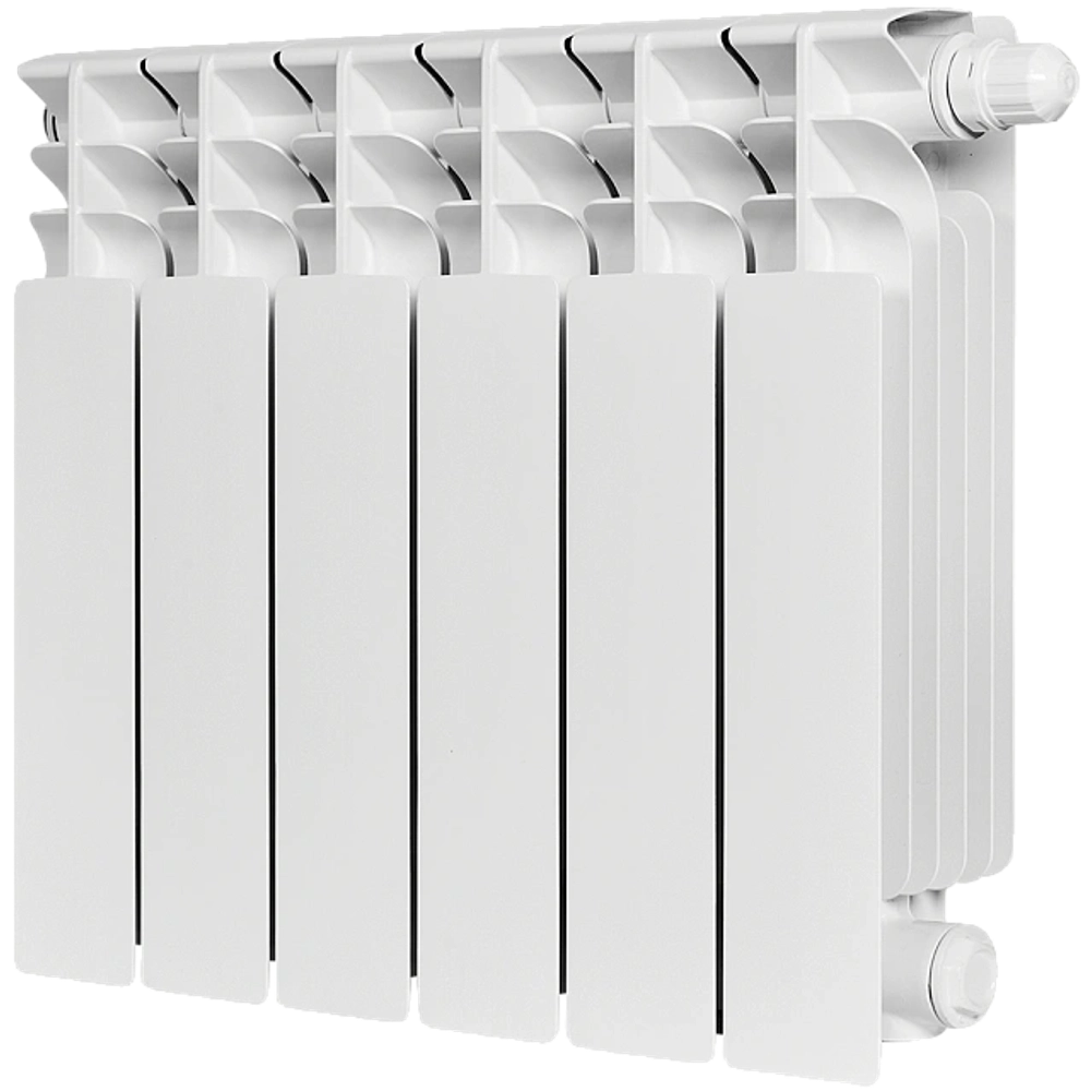 Радиатор биметаллический STOUT TITAN VENTIL 350 - 6 секций (подключение нижнее правое, цвет белый)