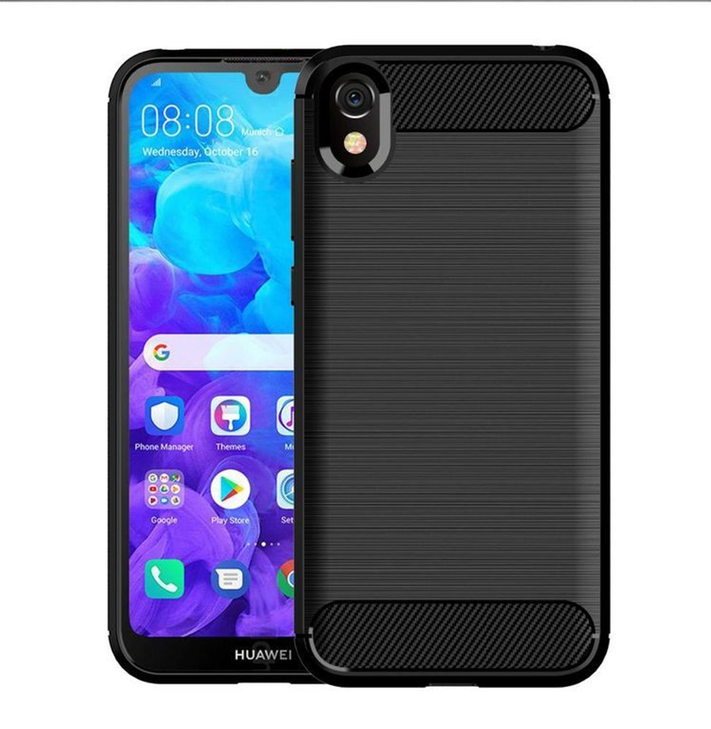 Чехол для Huawei Y5 2019 (Honor 8S) цвет Black (черный), серия Carbon от Caseport