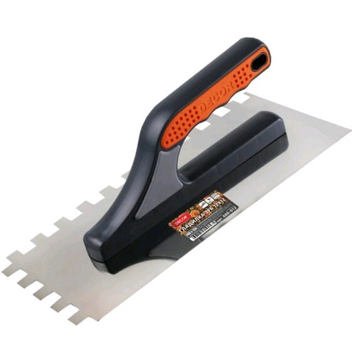 Гладилка  полир.нерж.сталь 0,7мм  280*130мм  Зубчатая  6*6, ручка 3-х компонентная DEСOR /680-006