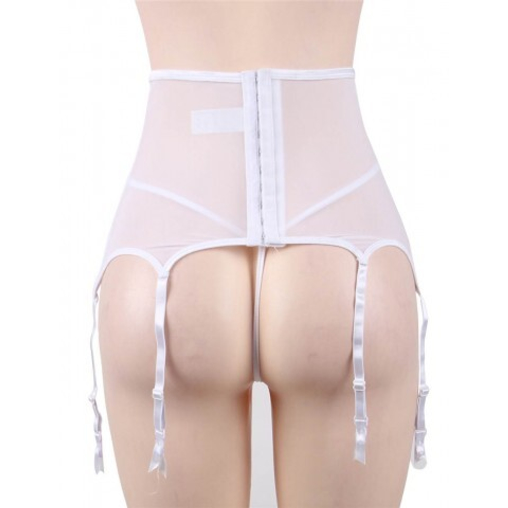 Пояс на высокой посадке с ремешками для чулок белый (XL-2XL)