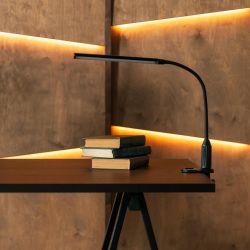 TLD-572 Black-LED-500Lm-4500K-Dimmer Светильник настольный светодиодный на струбцине. 7W. Сенсорный выключатель. Диммер. Черный. ТМ Uniel