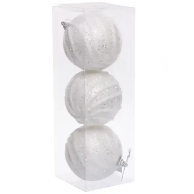 Новогодние шары «GLAME - Блестящий мир» 8 см (набор 3 шт), Белый