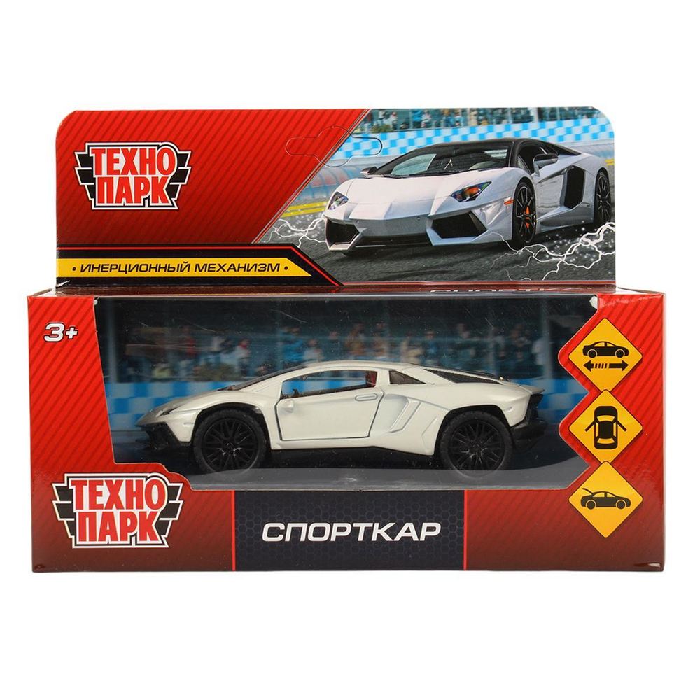 Модель ин. мет. "Спорткар" 12см, двери, багаж. коробка 2210C0139-R1 (240) (Технопарк)