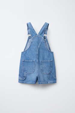 ZARA ДЖИНСОВЫЙ КОМБИНЕЗОН С ПРИНТОМ LILO & STITCH © DISNEY, СИНИЙ