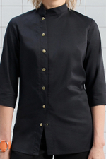 Рубашка - китель со смещенной застежкой женская черная