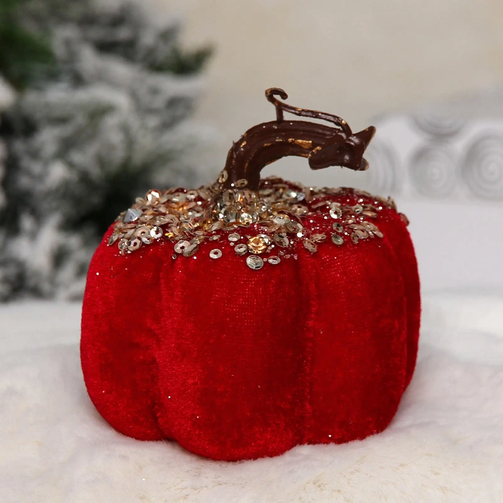 Фигурка новогодняя «Блестящая тыква» 9*9*10 см, Бордовый