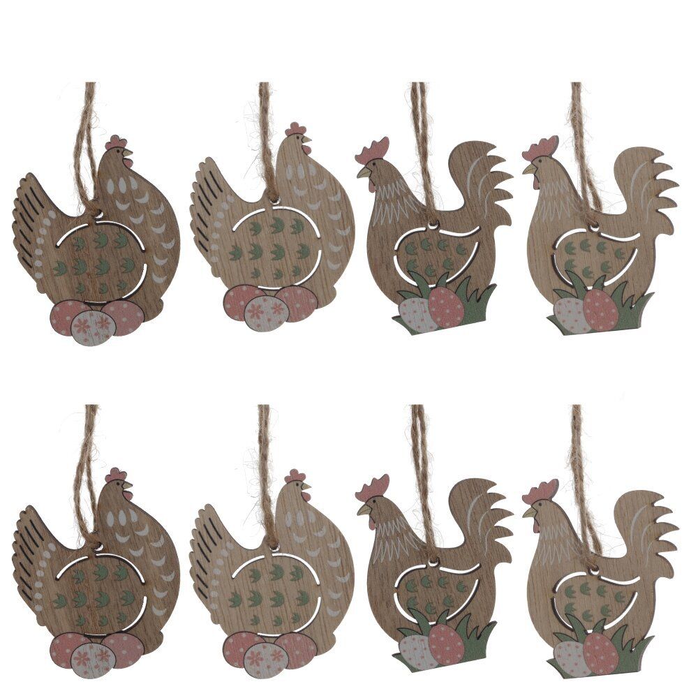 GAEM Набор из 8-ми изделий декоративных подвесных "Курица/Петух" (4,5*0,5*6), L12,5 W12,5 H1,5 см