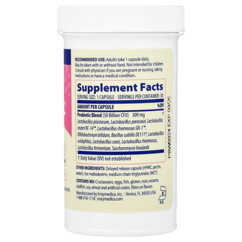 Enzymedica, SubCulture™, пробиотик для женщин, 50 млрд, 30 капсул с отсроченным высвобождением