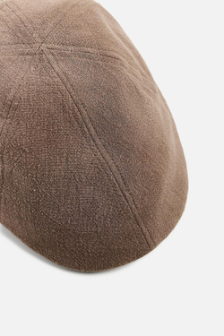ZARA КЕПКА В АНГЛИЙСКОМ СТИЛЕ ИЗ ХЛОПКА И РАМИ, КОРИЧНЕВЫЙ