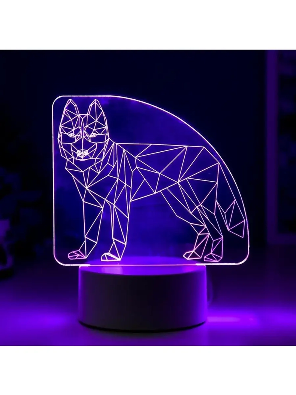 Светильник 3D ночник RISALUX «Волк», LED RGB, от сети, 9.5×1
