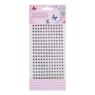 Наклейки Стразы, круглые, 22*10см, серебро