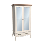 Шкаф 2х дверный «Прованс» с зеркальными дверями бежевый воск/антик