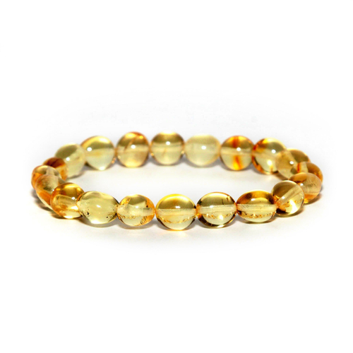Браслет из янтаря натурального на руку, бусины 6-7 мм. Браслет мятый шар из натуральных камней из Калининграда
