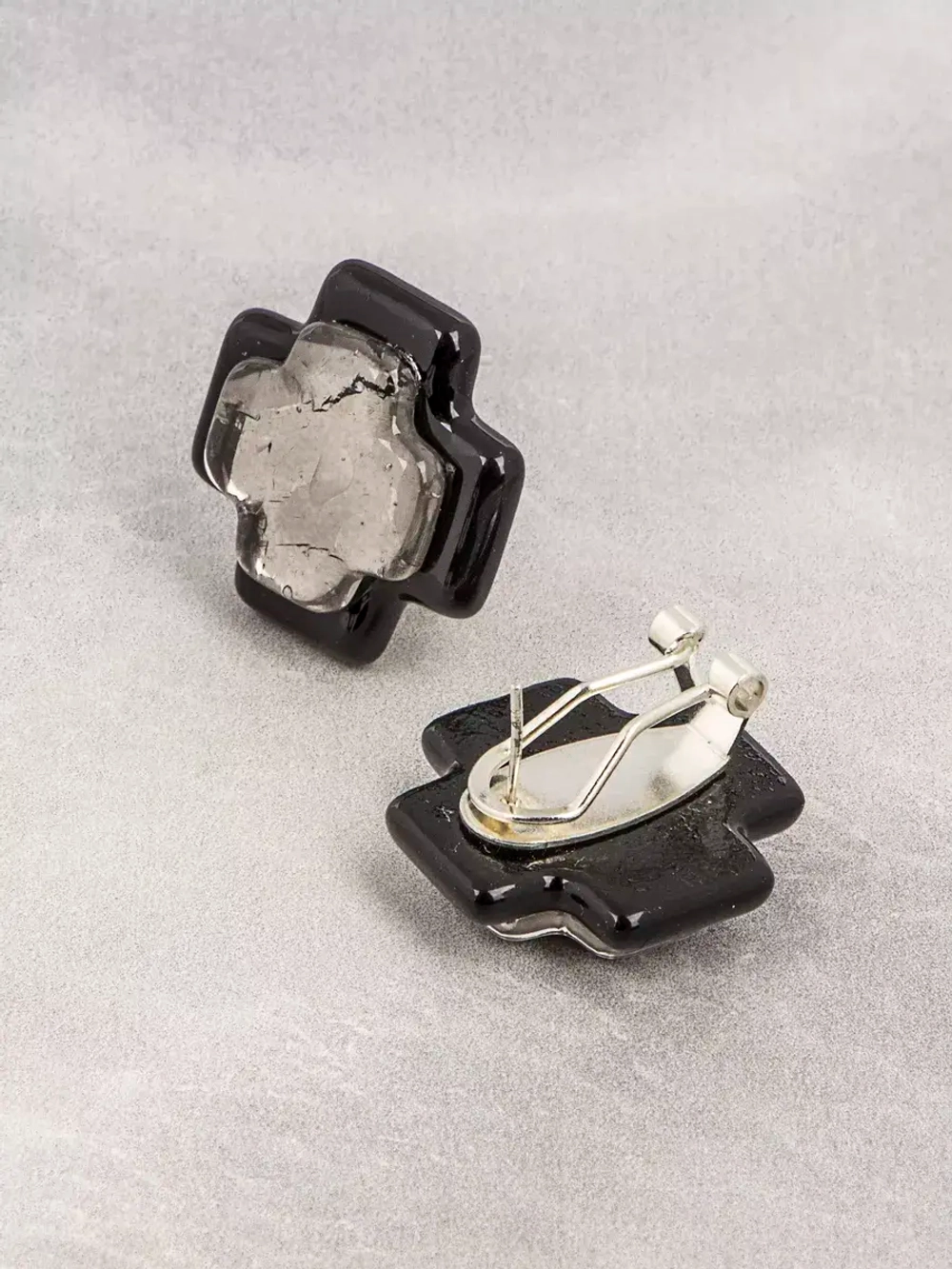 Серьги бижутерия из муранского стекла крест