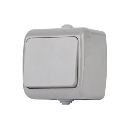 Выключатель Intro Atlantic 5-101-03 10А-250В, IP54, открытой установки, серый