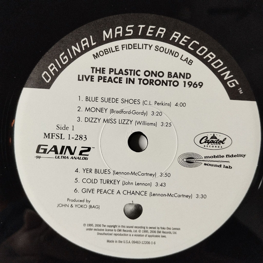 Винтажная виниловая пластинка LP The Plastic Ono Band Live Peace In Toronto 1969 (USA 2006) OMR