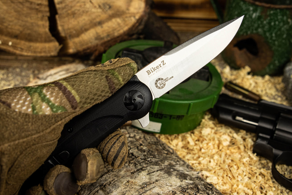 Складной нож Biker Z M390 StoneWash Black G10