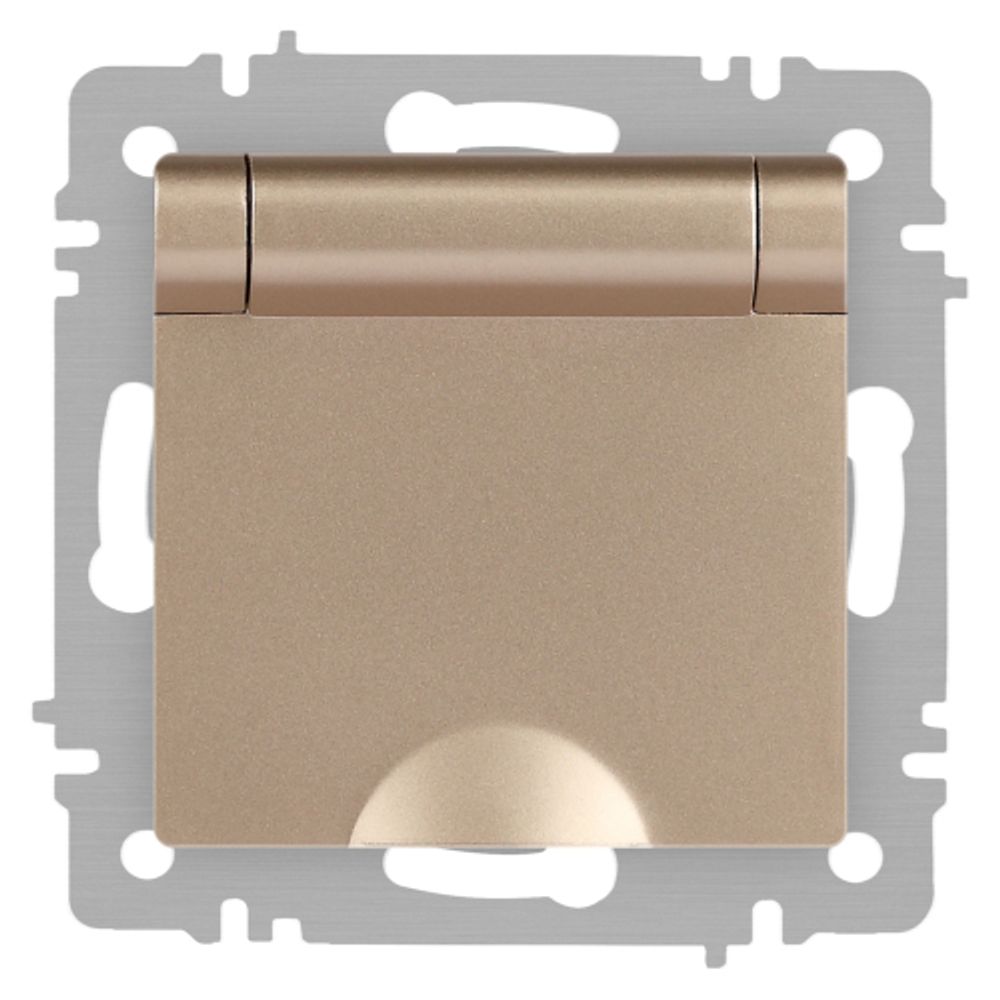 Розетка Intro Accent 6-203-04 2P+E Schuko с крышкой 16А-250В IP20 СУ AL/CU шампань | Intro