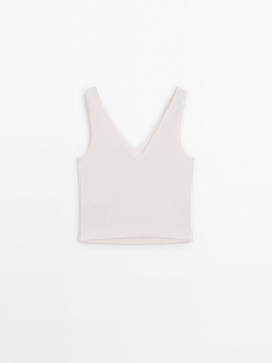 Massimo Dutti Топ из 100% льна на бретелях, кремовый