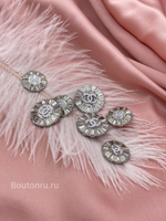 Пуговицы Шан. серебристые с зеркальными деталями и белым лого