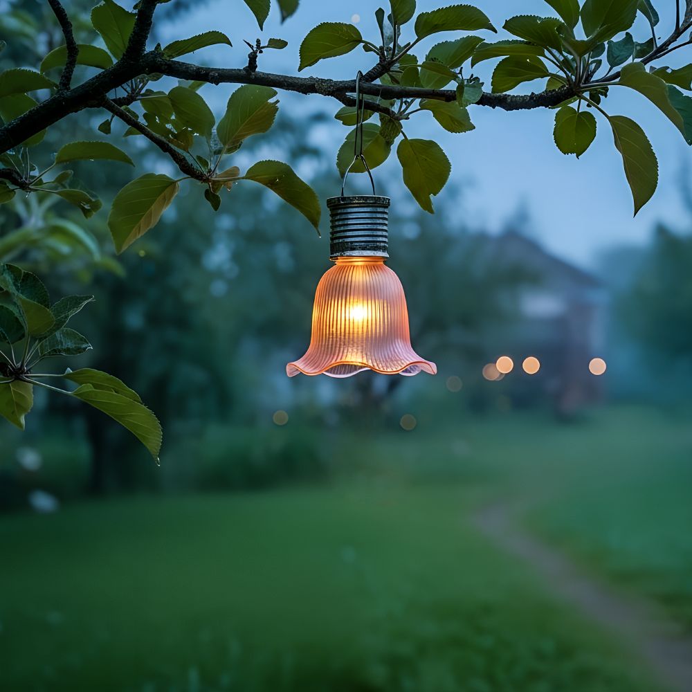 USL-S-838-PT100 PINK BELL Садовый светильник на солнечной батарее Розовый колокольчик. Подвесной. 4 светодиода. Теплый белый свет. 1xАА Ni-Mh аккумулятор в-к. IP44. TM Uniel