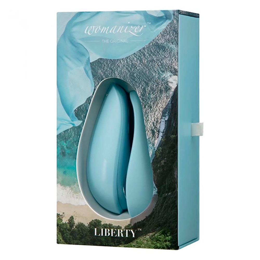 Голубой бесконтактный клиторальный стимулятор 10,4см Womanizer Liberty Clitoral Stimulator Powder Blue WZ11GB0200