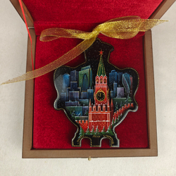 Сувенир Самовар "Москва" с росписью Палех в подарочном футляре