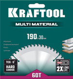 KRAFTOOL Multi Material, 190 х 30 мм, 60Т, пильный диск по алюминию (36953-190-30)
