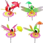 Фигура на спице «Стрекоза на цветке» 60 см (фигура 17*7 см) для отпугивания птиц, микс