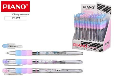 Ручка шарик. масл. "Piano" синий, прозрач.корпус, резиновый держатель (Basir)