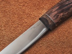 Якутский нож "Амга", сталь Х12МФ, рукоять коричневая стабилизированная карельская береза / акрил агат