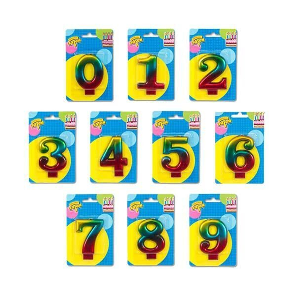 Свечи-цифры Радуга 8 см