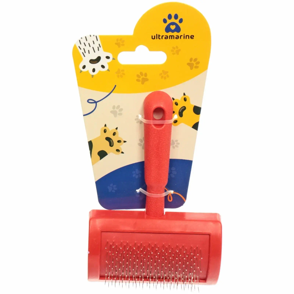 Расческа-пуходерка для кошек и собак «Пушок» 12см цвет красныйUltramarine