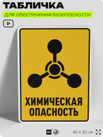 Табличка для обеспечения безопасности "Химическая опасность", для производства, предприятия, организаций, 40х30 см, Silver Plane x Айдентика Технолоджи