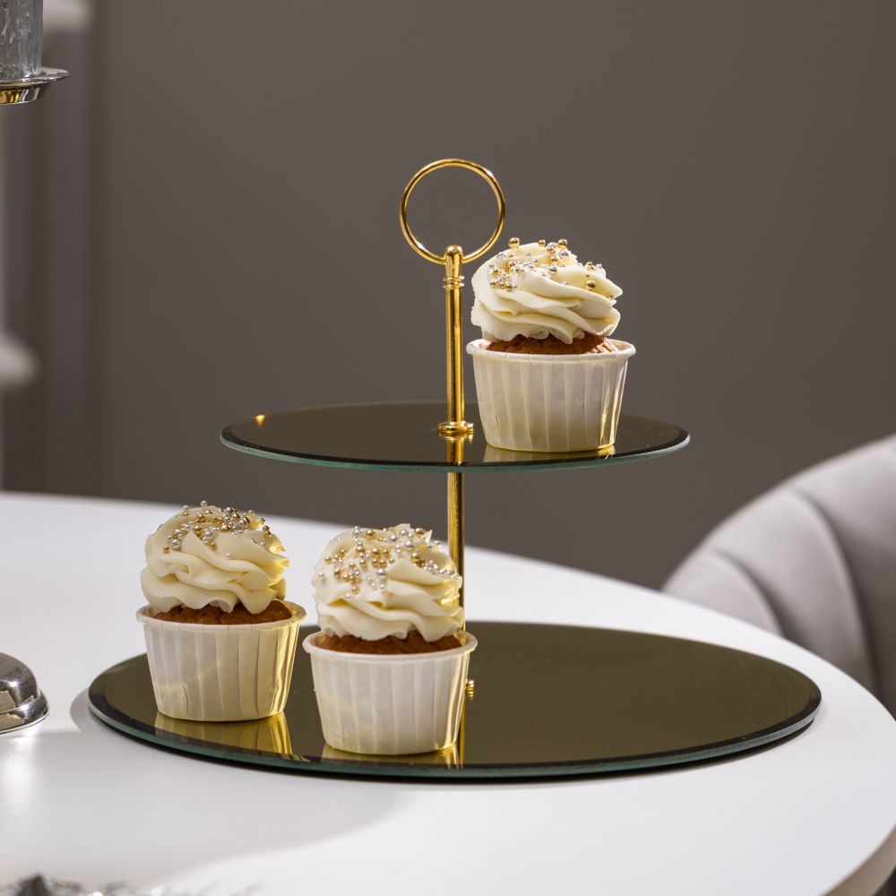 БЛЮДО СЕРВИРОВОЧНОЕ 2-Х ЯРУСНОЕ "GOLDEN MIRROR" 19/30 СМ